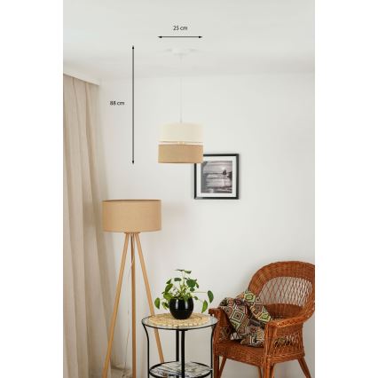 Brilagi - Luster na sajli ROYAL YUTE 1xE27/15W/230V Ø 25 cm bež/krem