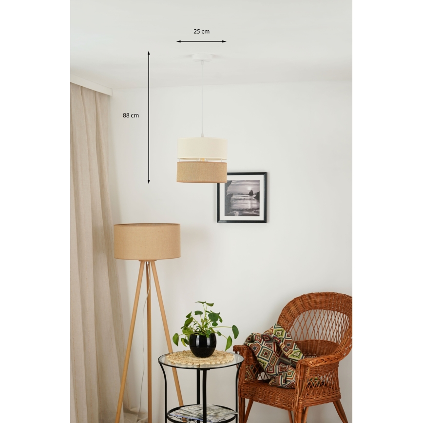 Brilagi - Luster na sajli ROYAL YUTE 1xE27/15W/230V Ø 25 cm bež/krem