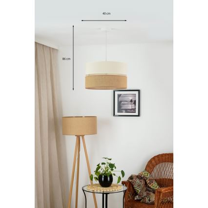 Brilagi - Luster na sajli ROYAL YUTE 1xE27/15W/230V Ø 40 cm bež/krem