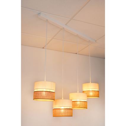 BRILAGI - Luster na sajli ROYAL YUTE 4xE27/15W/230V bež/krem/bela