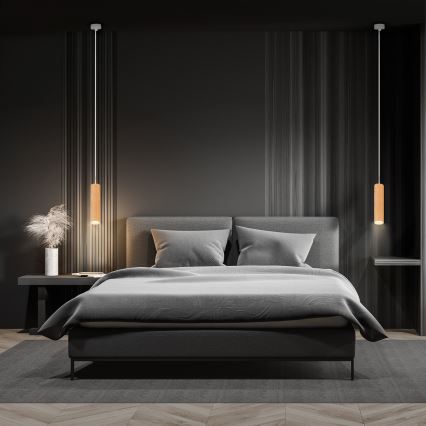 Brilagi - Luster na sajli SELE 1xGU10/30W/230V bela/dekor hrasta