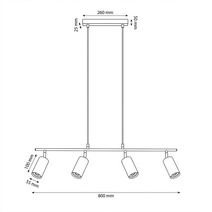 Brilagi - Luster na sajli SELE 4xGU10/30W/230V bela