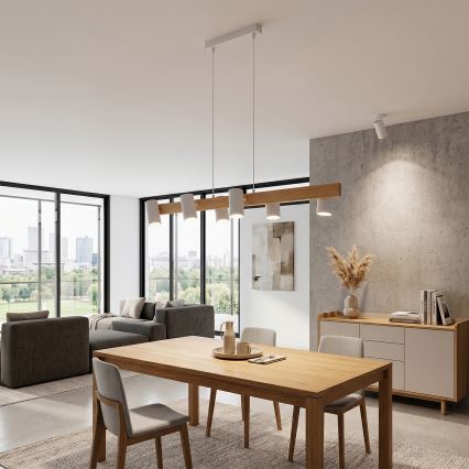 BRILAGI - Luster na sajli SELE 6xGU10/30W/230V bela/dekor hrasta