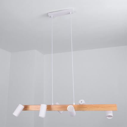 BRILAGI - Luster na sajli SELE 6xGU10/30W/230V bela/dekor hrasta