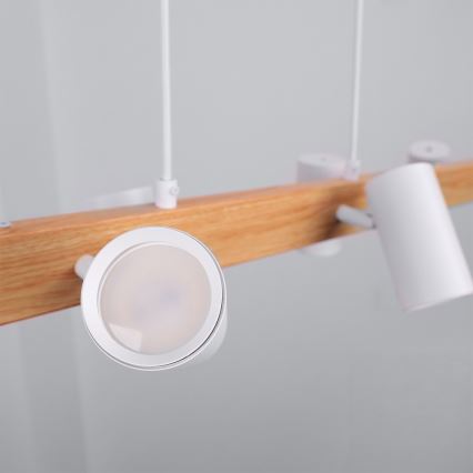 BRILAGI - Luster na sajli SELE 6xGU10/30W/230V bela/dekor hrasta