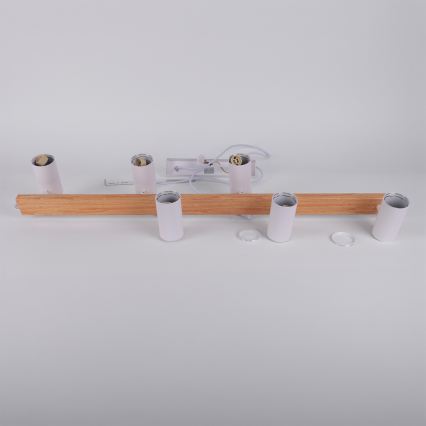 BRILAGI - Luster na sajli SELE 6xGU10/30W/230V bela/dekor hrasta