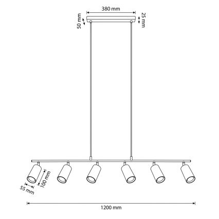 Brilagi - Luster na sajli SELE 6xGU10/30W/230V bela