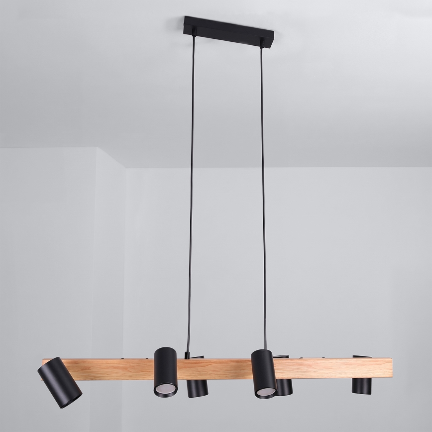 Brilagi - Luster na sajli SELE 6xGU10/30W/230V crna/dekor hrasta