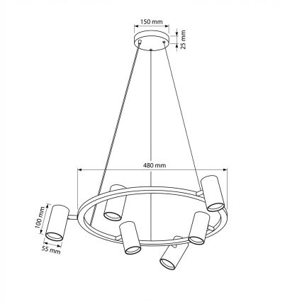 Brilagi - Luster na sajli SELE 6xGU10/30W/230V crna