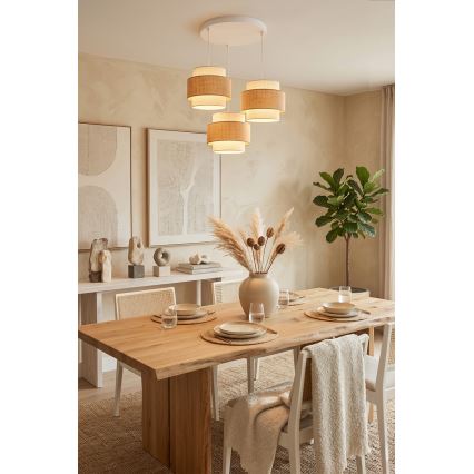 Brilagi - Luster na sajli SPACE 3xE27/60W/230V, prečnik 40 cm, bež/krem