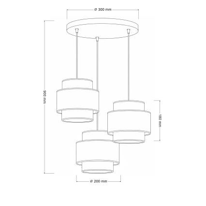 Brilagi - Luster na sajli SPACE 3xE27/60W/230V, prečnik 40 cm, bež/krem