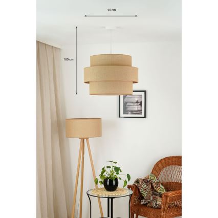 Brilagi - Luster na sajli SPACE YUTE 1xE27/15W/230V prečnik 50 cm bež/bela