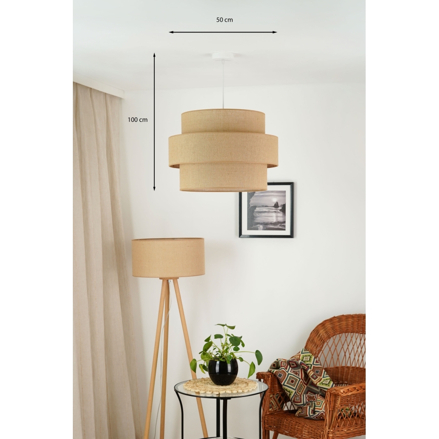 Brilagi - Luster na sajli SPACE YUTE 1xE27/15W/230V prečnik 50 cm bež/bela