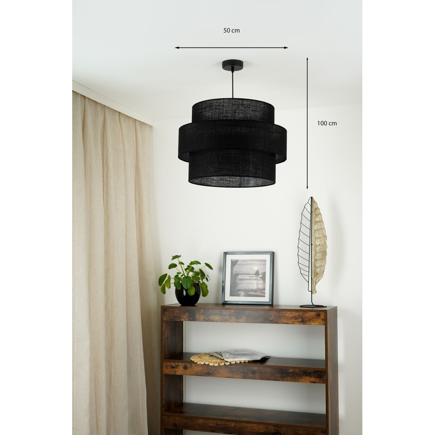 Brilagi - Luster na sajli SPACE YUTE 1xE27/15W/230V, prečnik 50 cm, crna