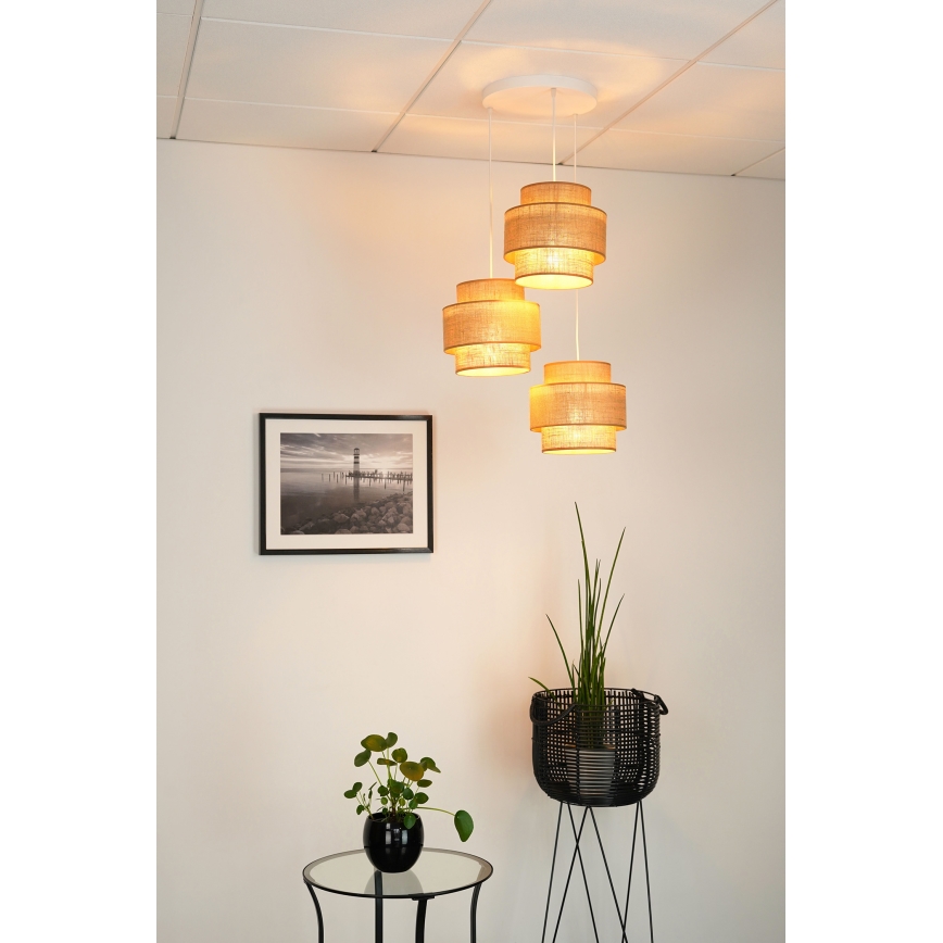 Brilagi - Luster na sajli SPACE YUTE 3xE27/15W/230V bež/bela