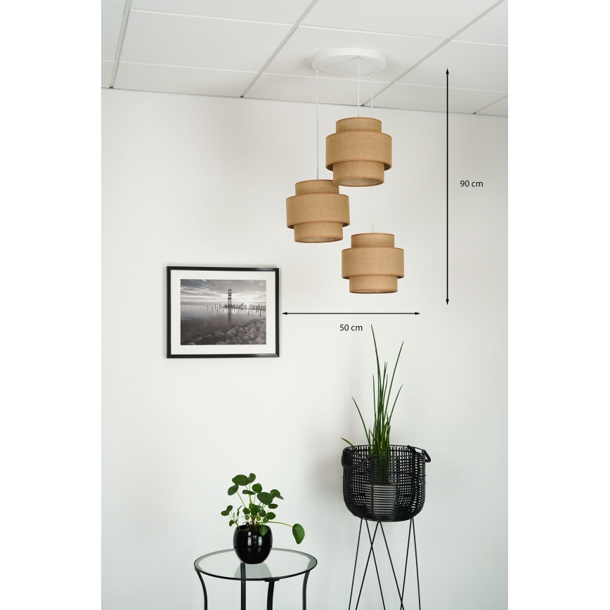 Brilagi - Luster na sajli SPACE YUTE 3xE27/15W/230V bež/bela