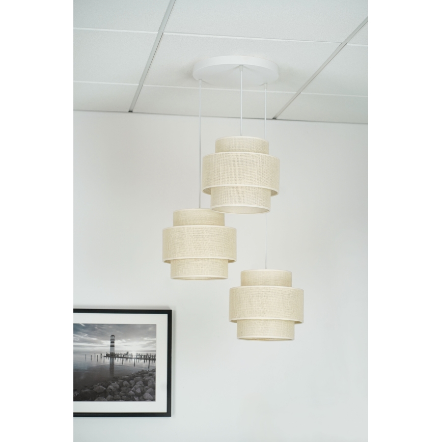 Brilagi - Luster na sajli SPACE YUTE 3xE27/15W/230V krem/bela