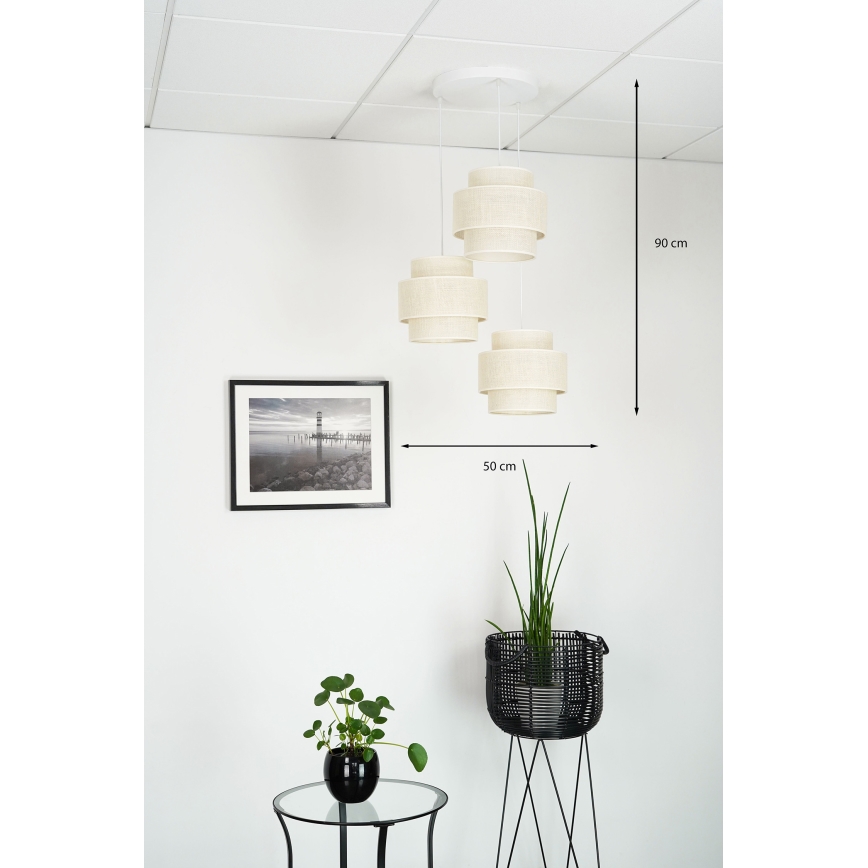 Brilagi - Luster na sajli SPACE YUTE 3xE27/15W/230V krem/bela