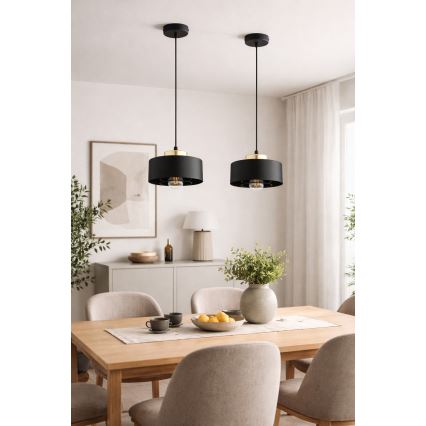 Brilagi - Luster na sajli SPRING 1xE27/60W/230V prečnik 20 cm crna/zlatna