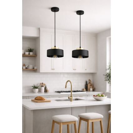 Brilagi - Luster na sajli SPRING 1xE27/60W/230V prečnik 20 cm crna/zlatna