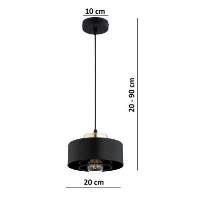 Brilagi - Luster na sajli SPRING 1xE27/60W/230V prečnik 20 cm crna/zlatna
