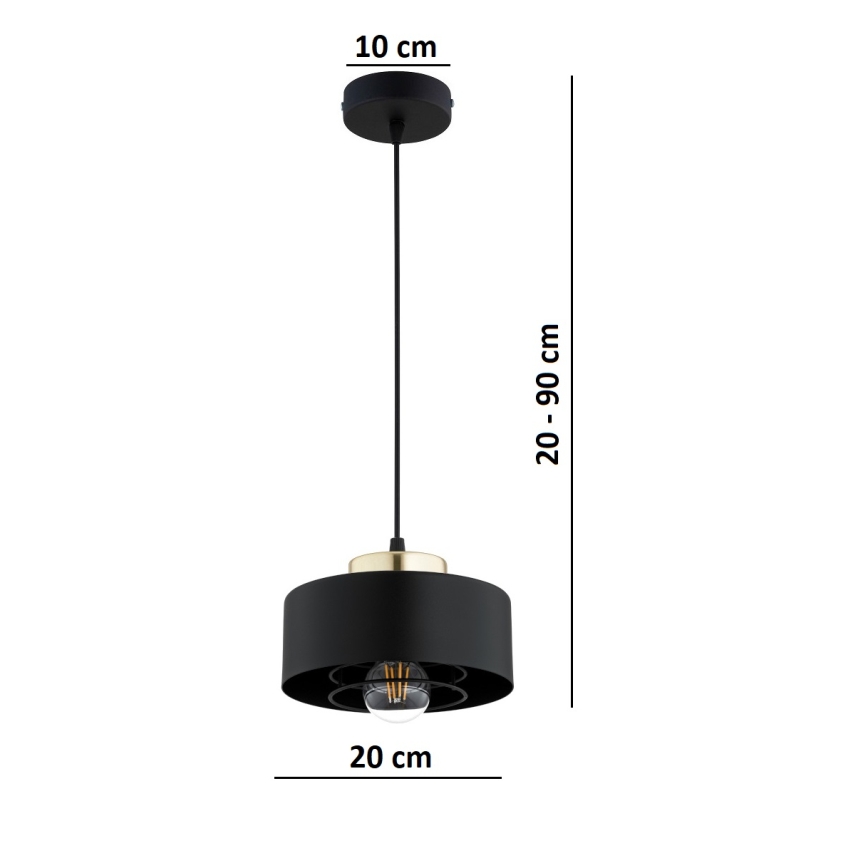 Brilagi - Luster na sajli SPRING 1xE27/60W/230V prečnik 20 cm crna/zlatna