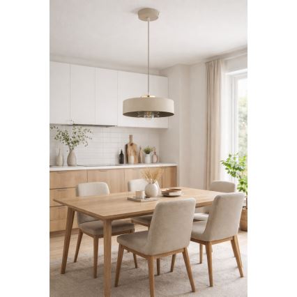 Brilagi - Luster na sajli SPRING 1xE27/60W/230V prečnika 30 cm bež/zlatna