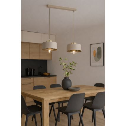 Brilagi - Luster na sajli SPRING 2xE27/60W/230V bež/zlatna