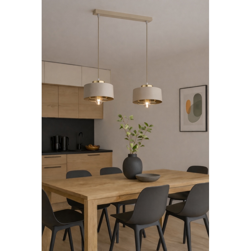 Brilagi - Luster na sajli SPRING 2xE27/60W/230V bež/zlatna