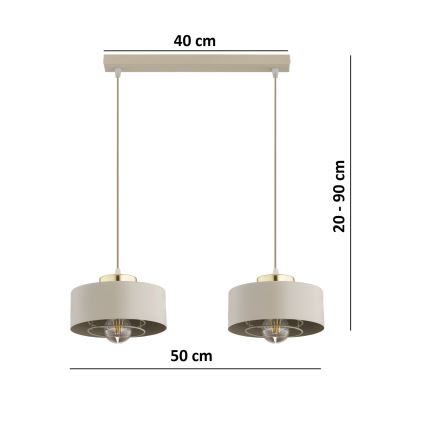 Brilagi - Luster na sajli SPRING 2xE27/60W/230V bež/zlatna