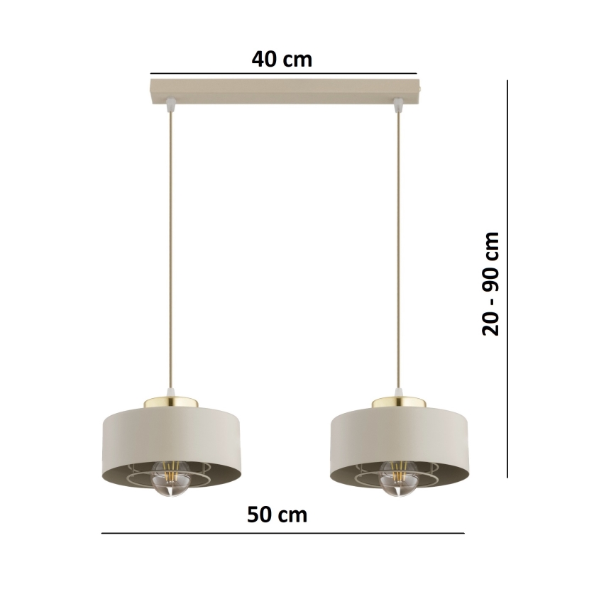 Brilagi - Luster na sajli SPRING 2xE27/60W/230V bež/zlatna