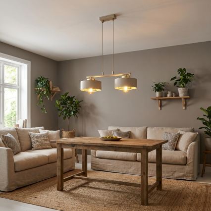 Brilagi - Luster na sajli SPRING 2xE27/60W/230V bež/zlatna