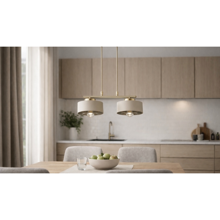 Brilagi - Luster na sajli SPRING 2xE27/60W/230V bež/zlatna