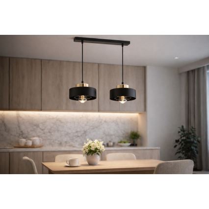 Brilagi - Luster na sajli SPRING 2xE27/60W/230V crna/zlatna