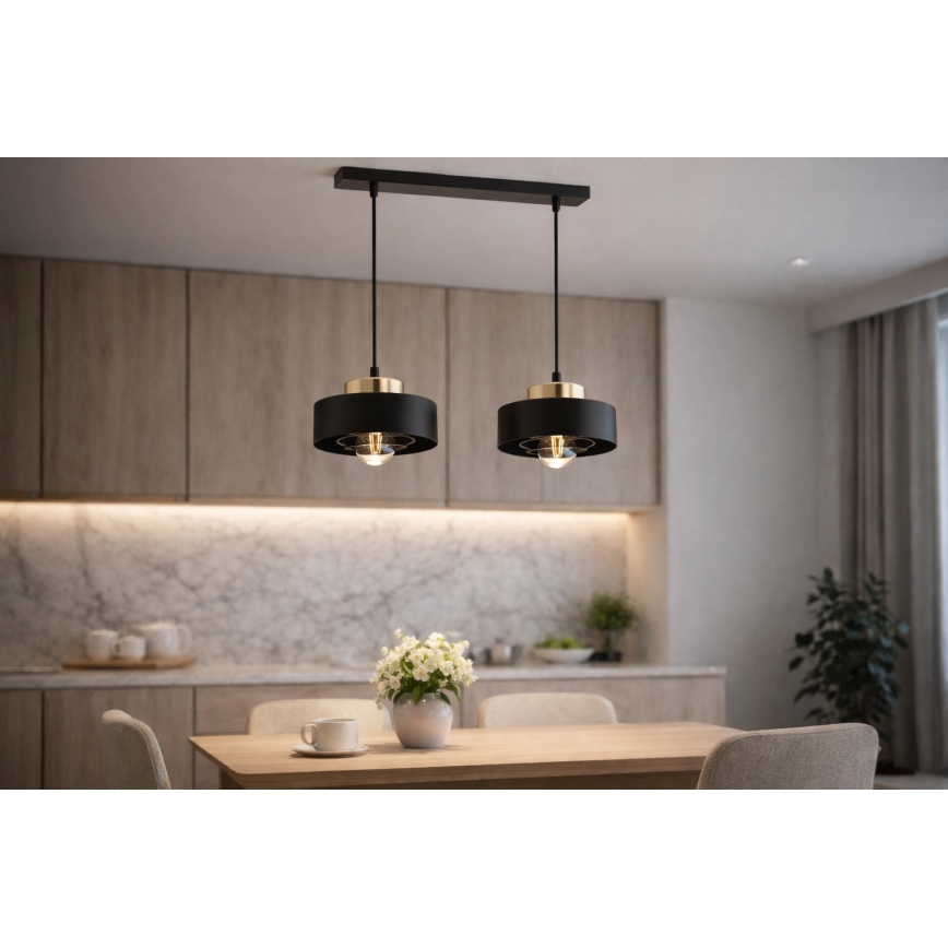 Brilagi - Luster na sajli SPRING 2xE27/60W/230V crna/zlatna