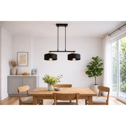 Brilagi - Luster na sajli SPRING 2xE27/60W/230V crna/zlatna