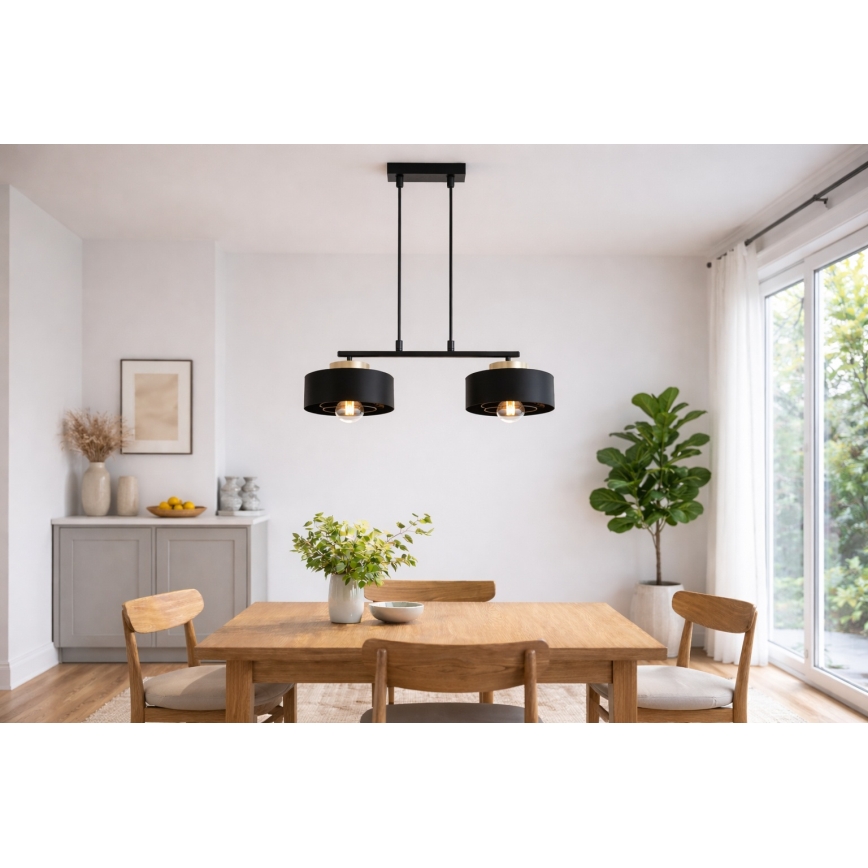 Brilagi - Luster na sajli SPRING 2xE27/60W/230V crna/zlatna