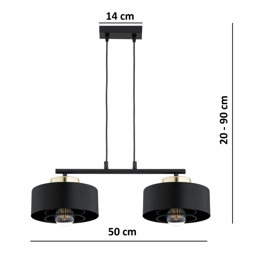 Brilagi - Luster na sajli SPRING 2xE27/60W/230V crna/zlatna