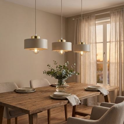 Brilagi - Luster na sajli SPRING 3xE27/60W/230V bež/zlatna