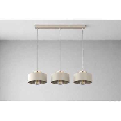 Brilagi - Luster na sajli SPRING 3xE27/60W/230V bež/zlatna