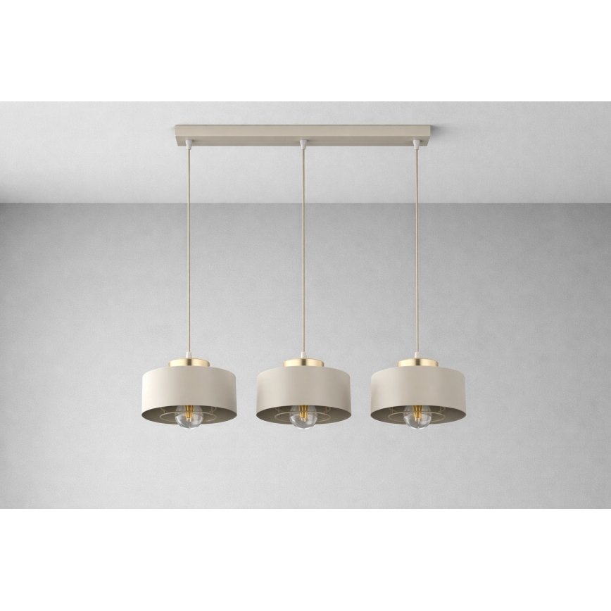 Brilagi - Luster na sajli SPRING 3xE27/60W/230V bež/zlatna