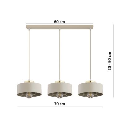 Brilagi - Luster na sajli SPRING 3xE27/60W/230V bež/zlatna