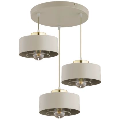 Brilagi - Luster na sajli SPRING 3xE27/60W/230V bež/zlatna