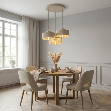 Brilagi - Luster na sajli SPRING 3xE27/60W/230V bež/zlatna