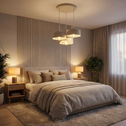 Brilagi - Luster na sajli SPRING 3xE27/60W/230V bež/zlatna