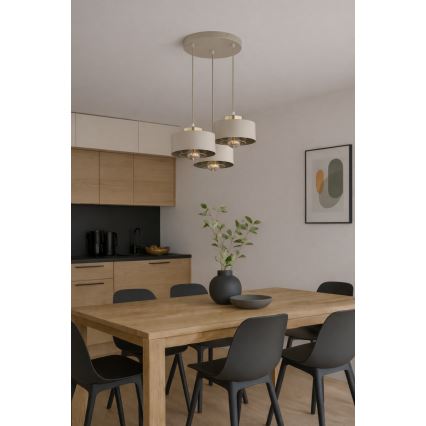 Brilagi - Luster na sajli SPRING 3xE27/60W/230V bež/zlatna