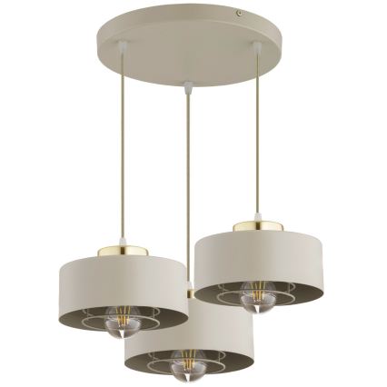 Brilagi - Luster na sajli SPRING 3xE27/60W/230V bež/zlatna