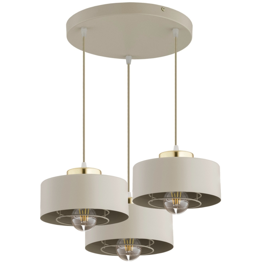 Brilagi - Luster na sajli SPRING 3xE27/60W/230V bež/zlatna