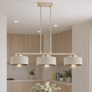 Brilagi - Luster na sajli SPRING 3xE27/60W/230V bež/zlatna