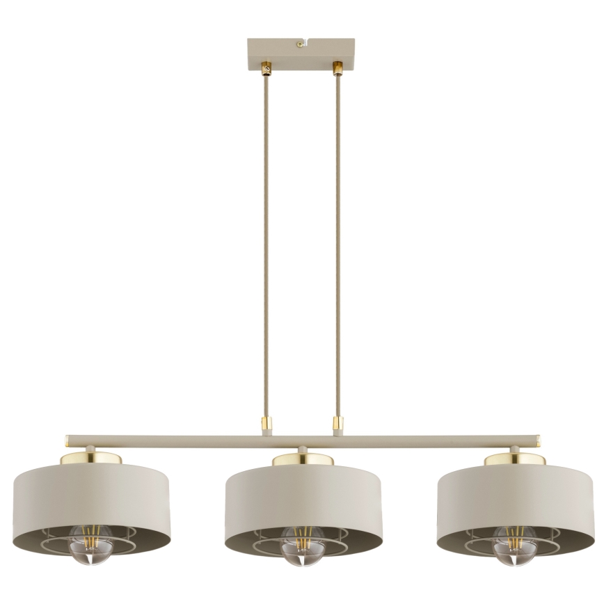 Brilagi - Luster na sajli SPRING 3xE27/60W/230V bež/zlatna